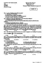 Đề thi giữa học kì I Vật lí lớp 12 - Mã đề 132 - Năm học 2016-2017 - Trường THPT Nhân Chính